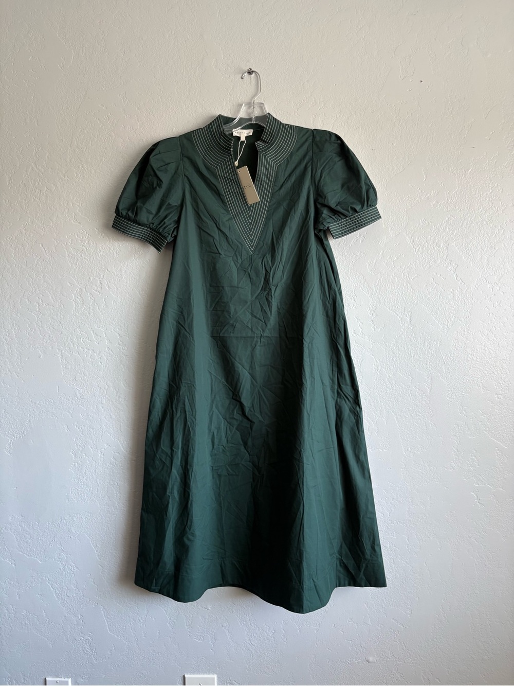 ❤️NEW Entro Womens Emerald Green Puff-Sleeve Midi Dress